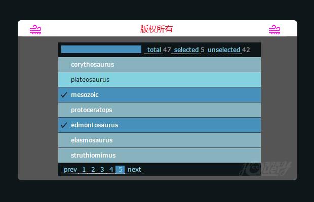 mootools分页多选搜索插件