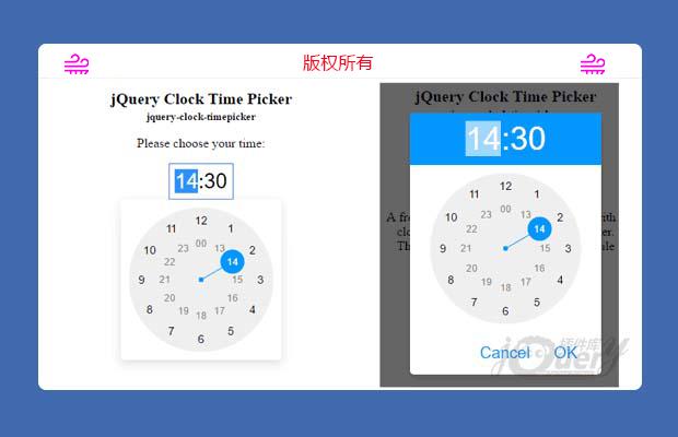 jQuery时钟插件Clock Timepicker