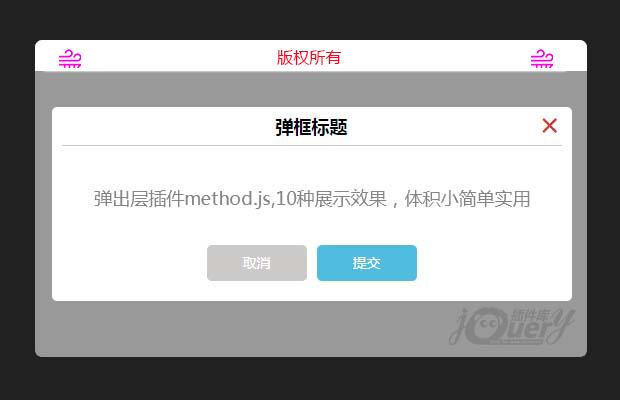 jQuery弹框、弹出层插件method.js