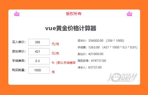 vue黄金价格计算器