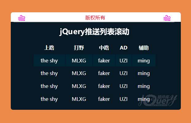 jQuery推送列表滚动